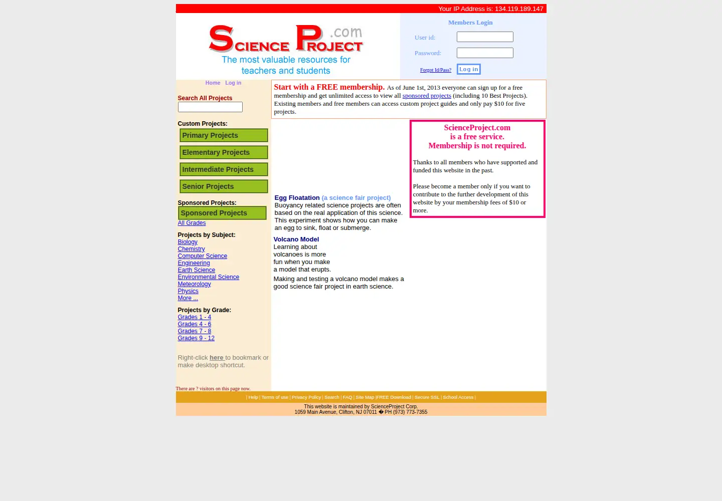 Screenshot of scienceproject.com