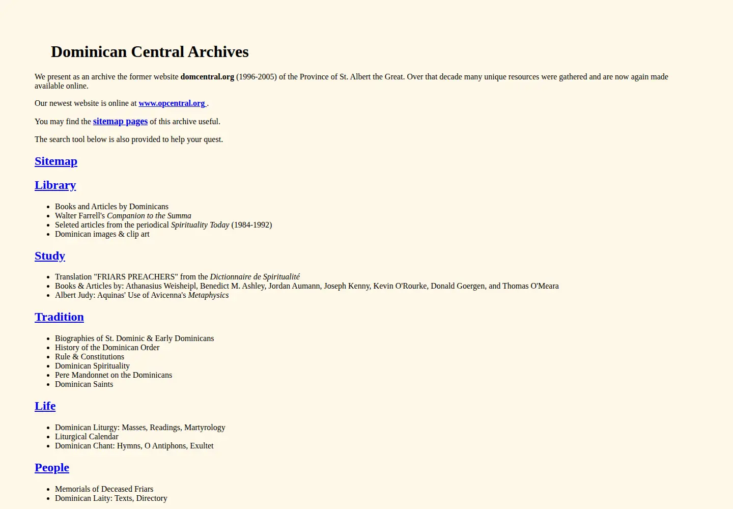 Captured homepage of domcentral.org in the current scan