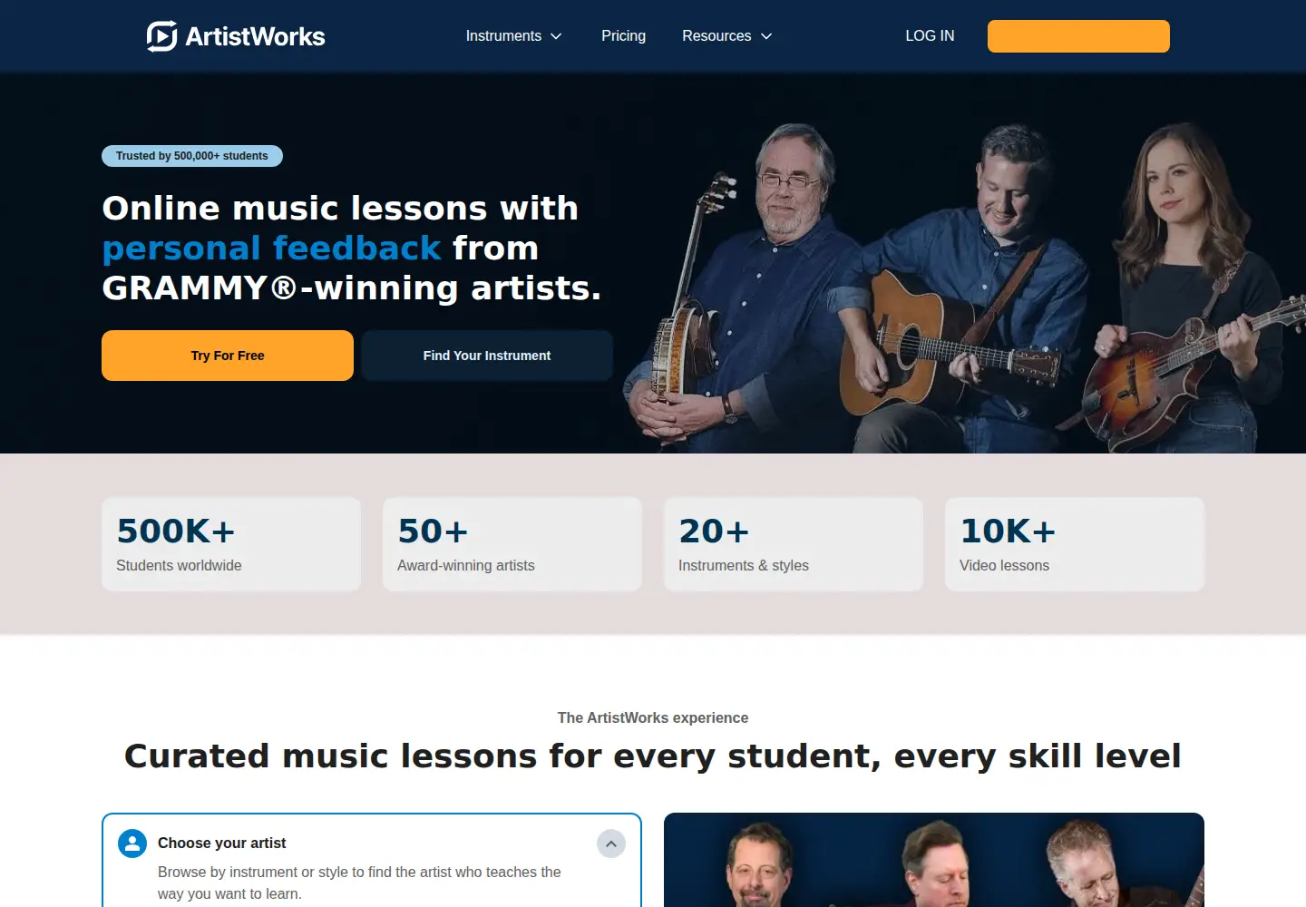 Screenshot of artistworks.com