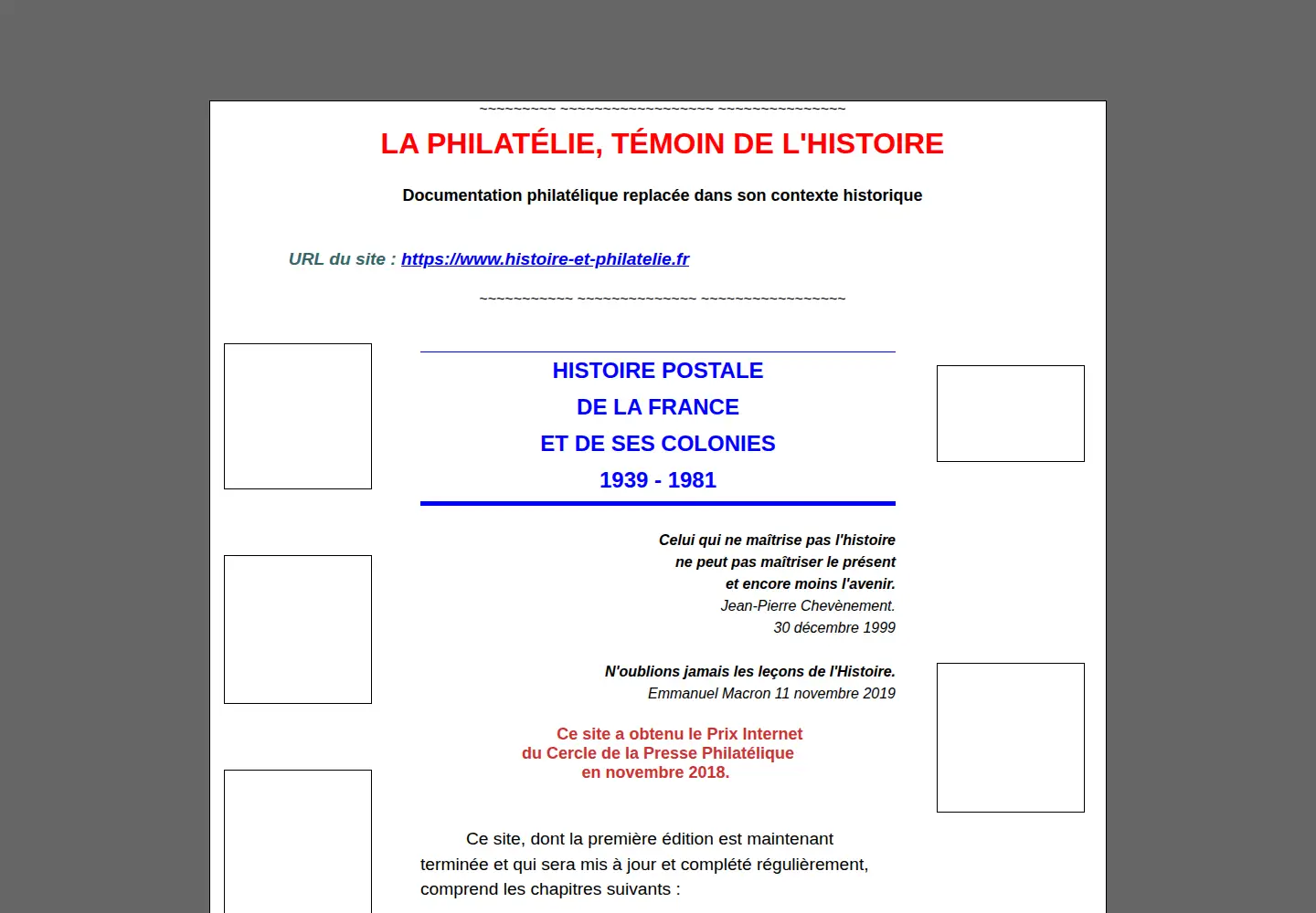 Screenshot of histoire-et-philatelie.fr