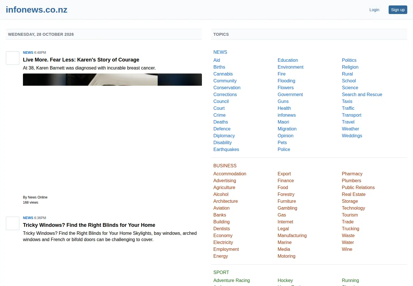 Screenshot of infonews.co.nz