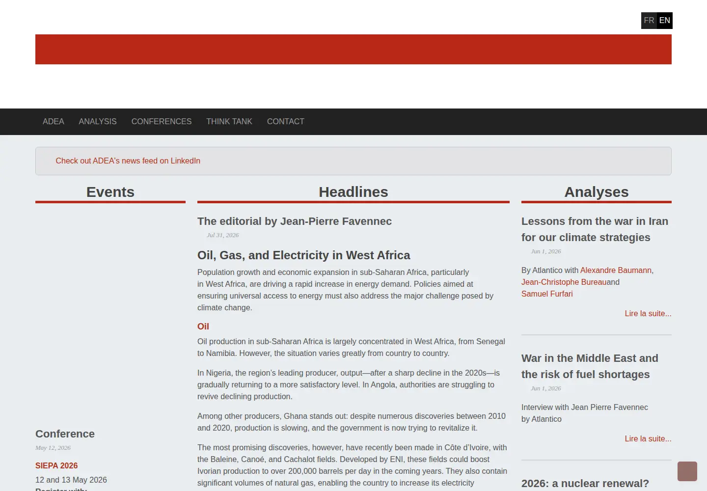 Captured homepage of energy-for-africa.fr in the current scan