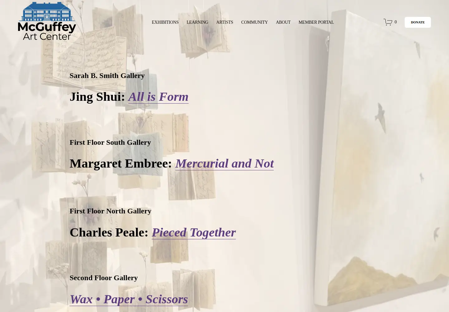 Screenshot of mcguffeyartcenter.com