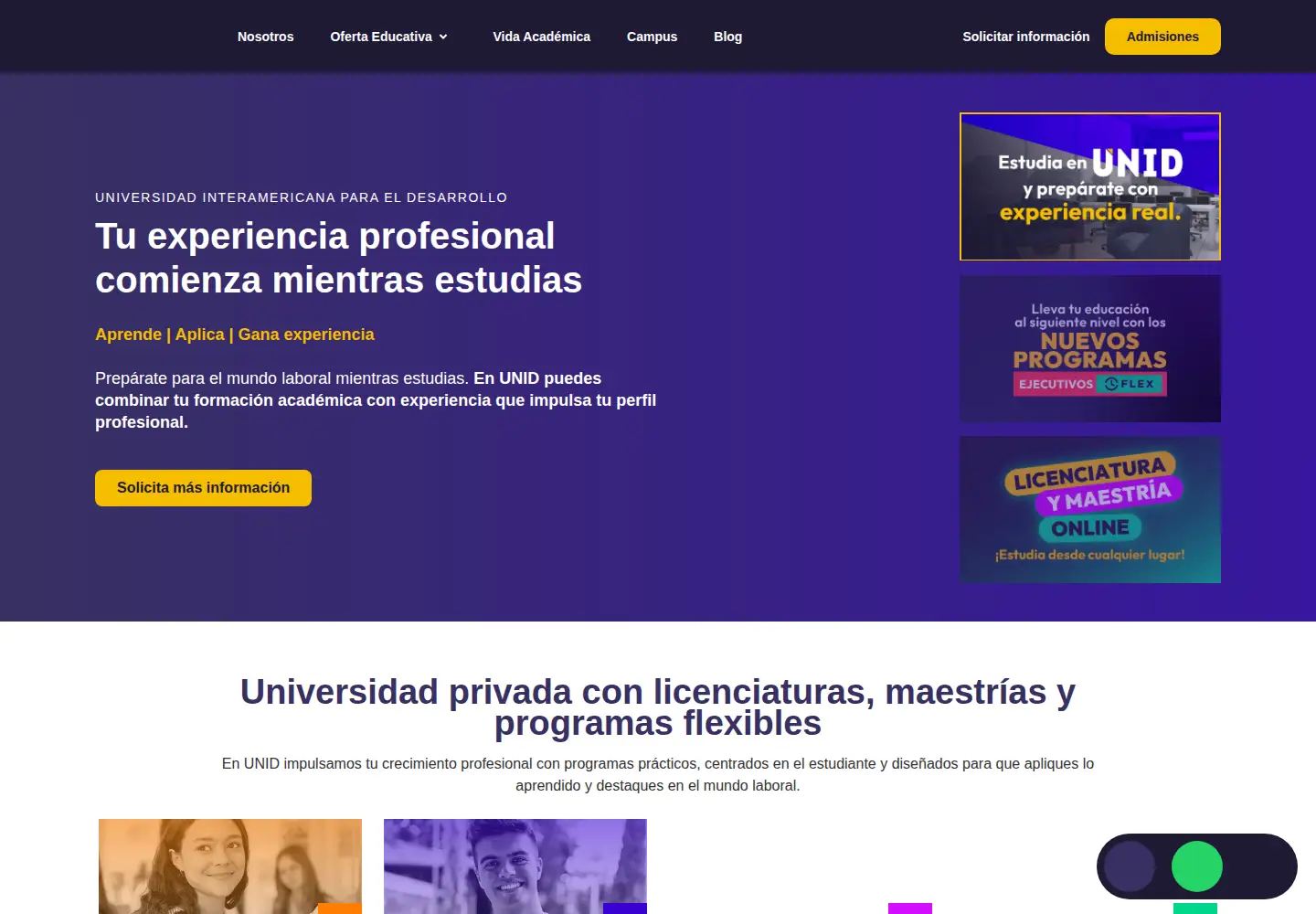 Screenshot of unid.edu.mx
