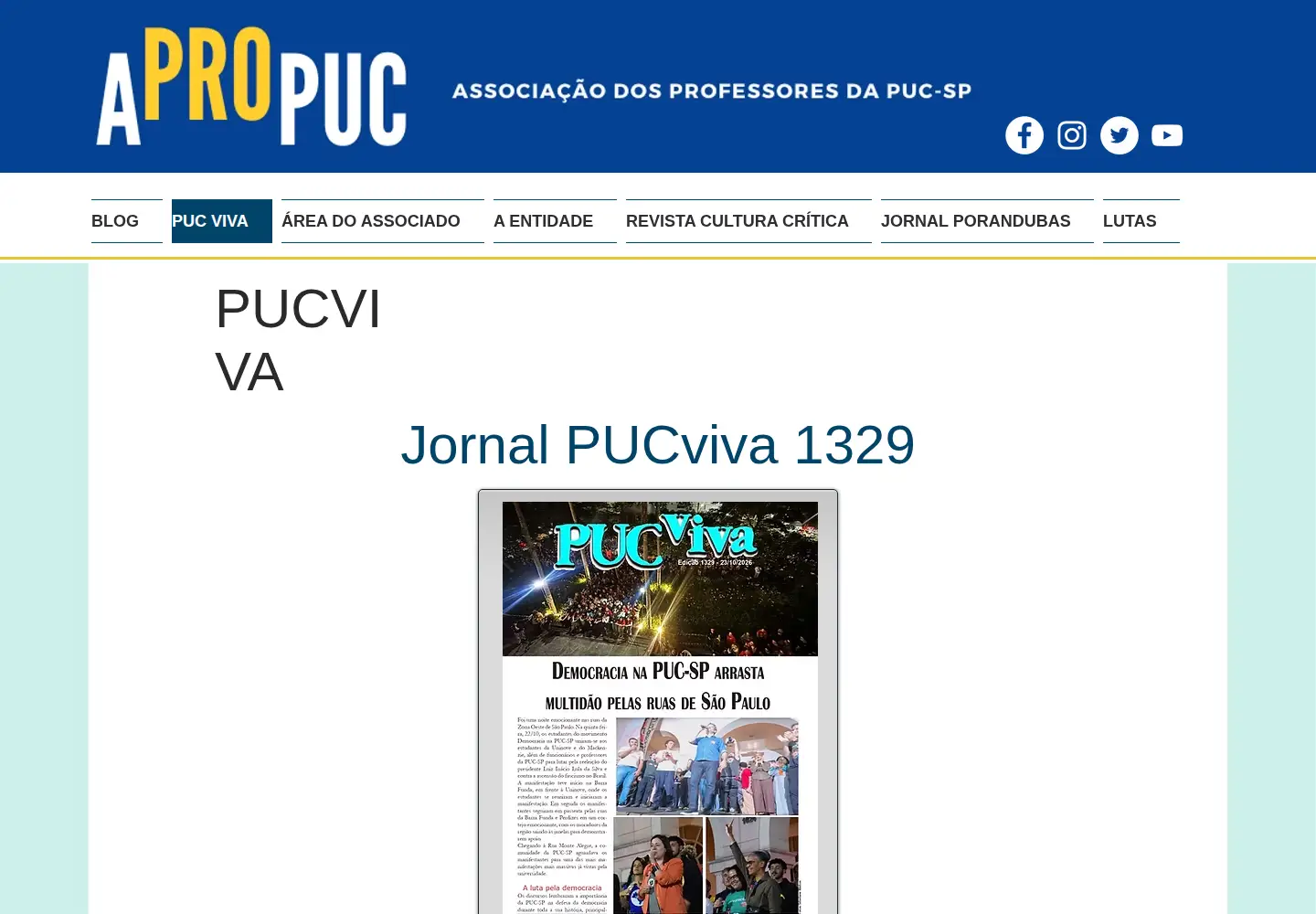 Captured homepage of apropucsp.org.br in the current scan