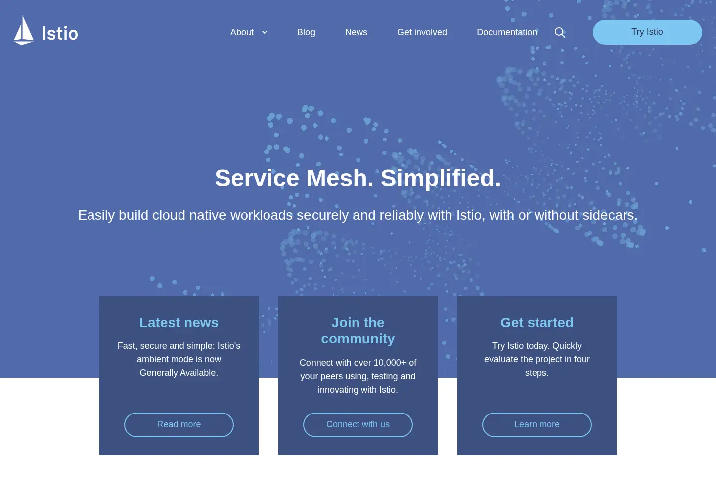 Screenshot of istio.io
