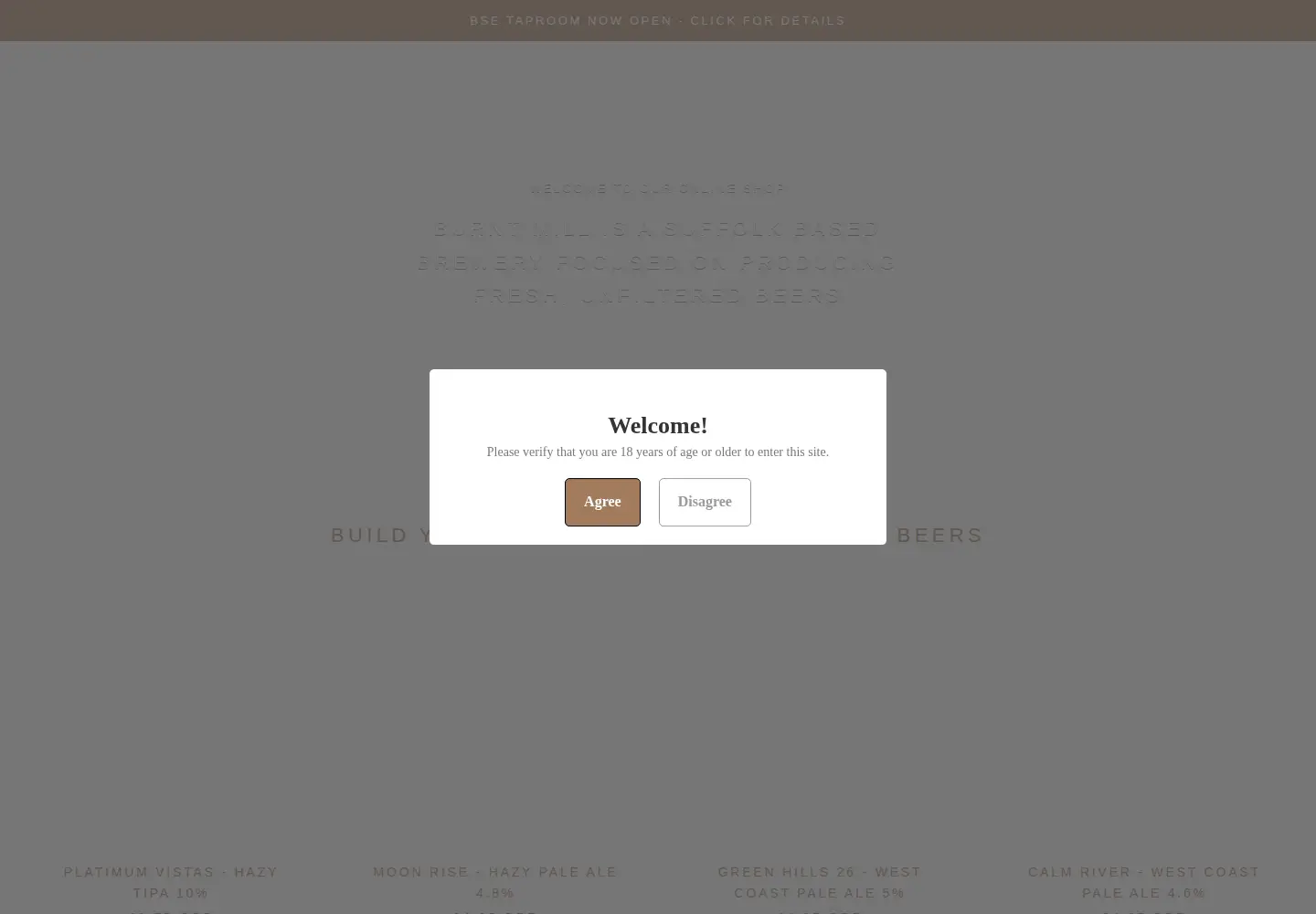 Captured homepage of burntmillbrewery.com in the current scan