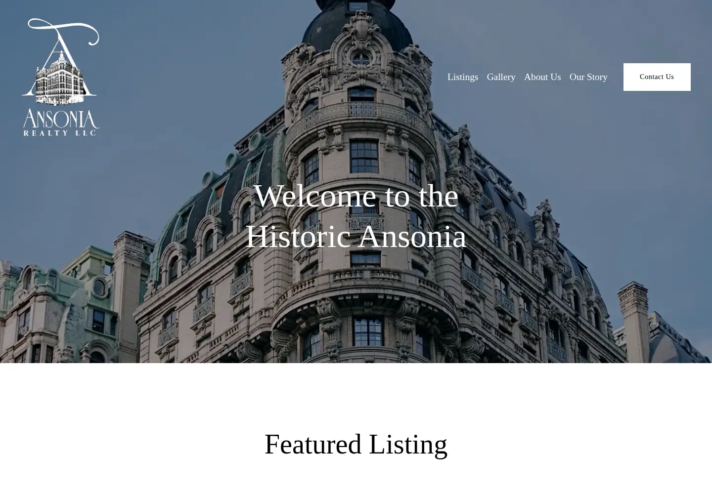 Captured homepage of ansoniarealty.com in the current scan