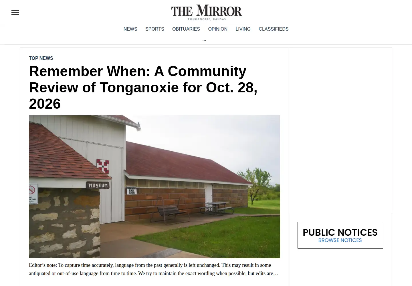 Captured homepage of tonganoxiemirror.com in the current scan