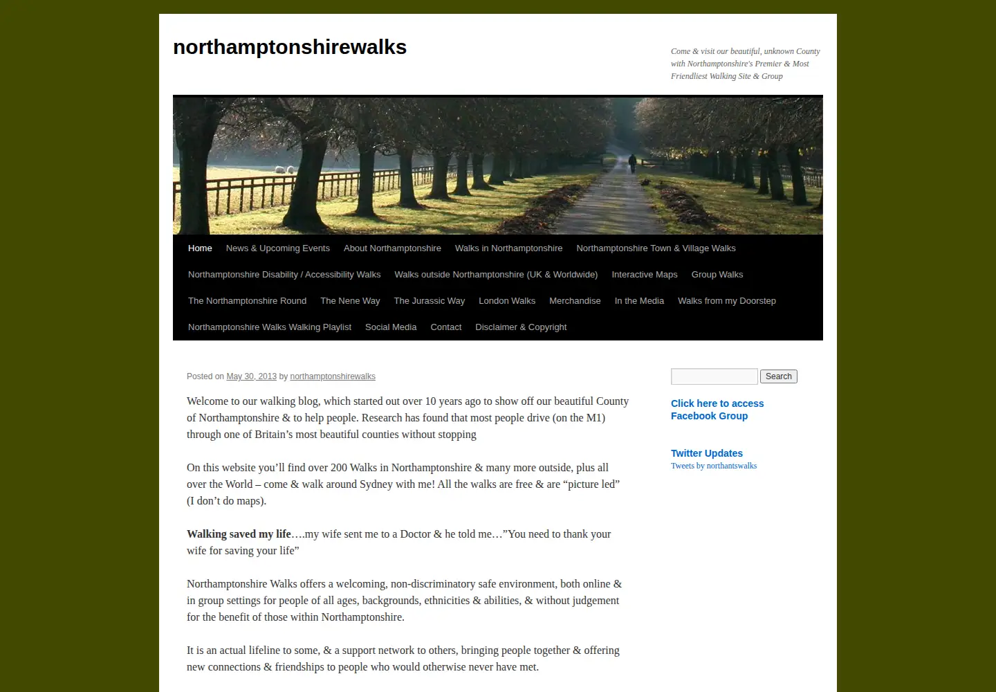 Screenshot of northamptonshirewalks.co.uk
