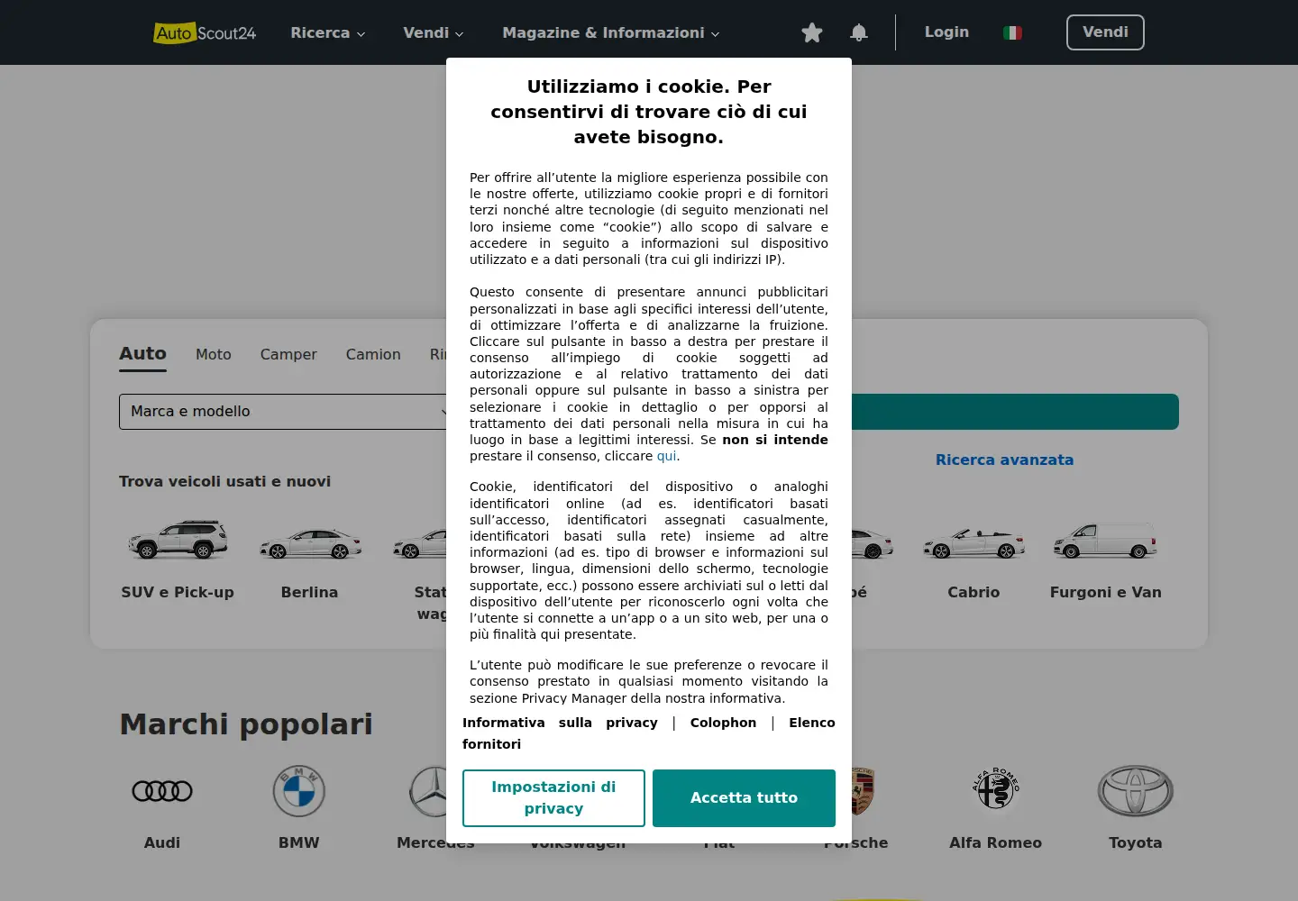 Screenshot of autoscout24.it