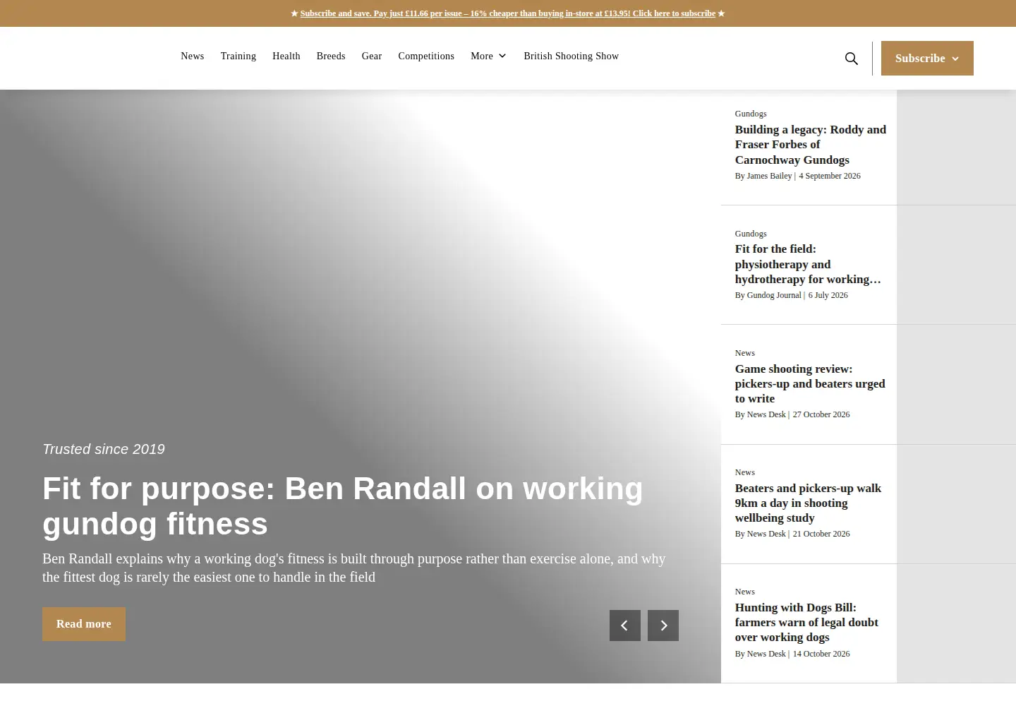 Screenshot of gundog-journal.com
