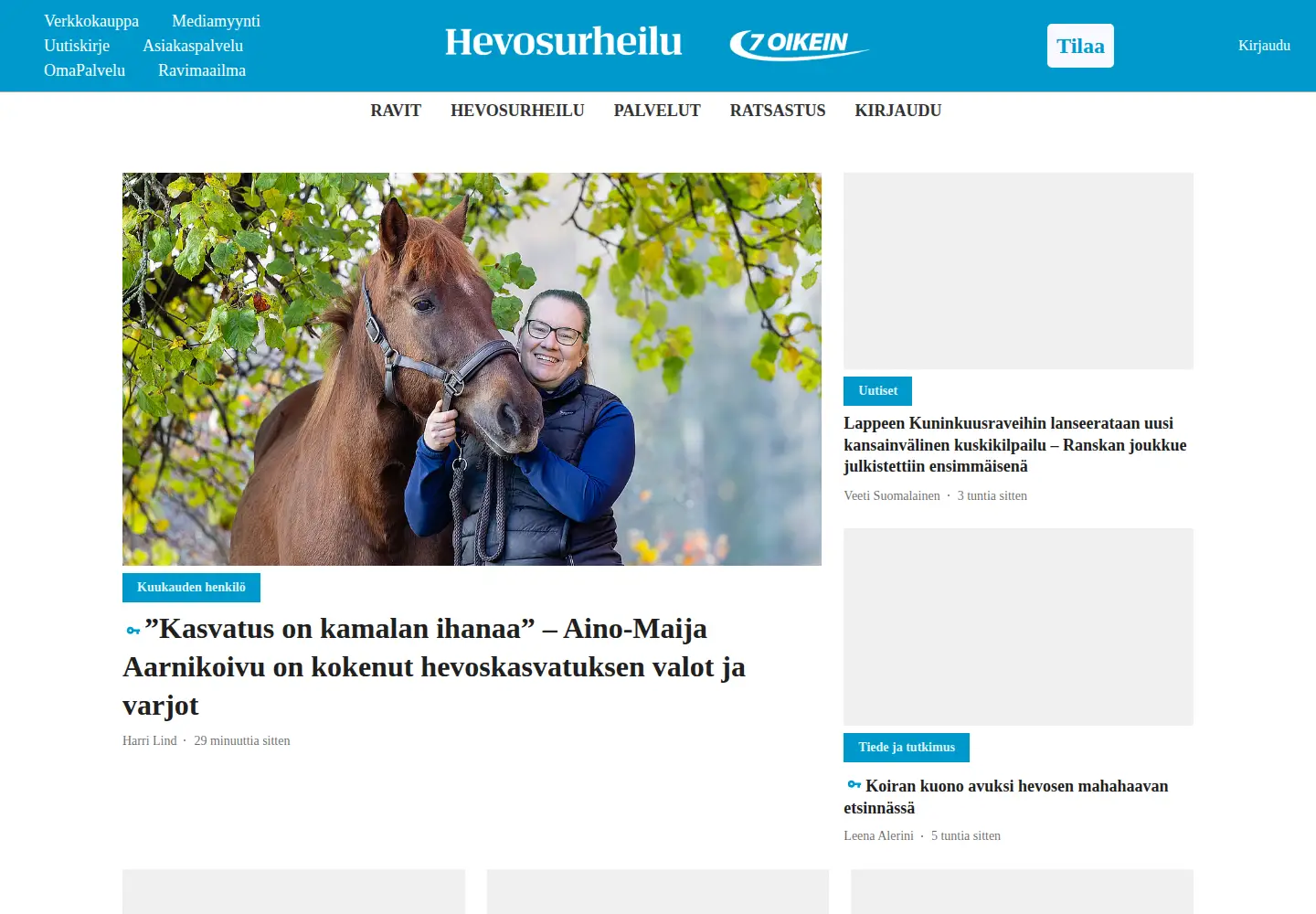 Screenshot of hevosurheilu.fi