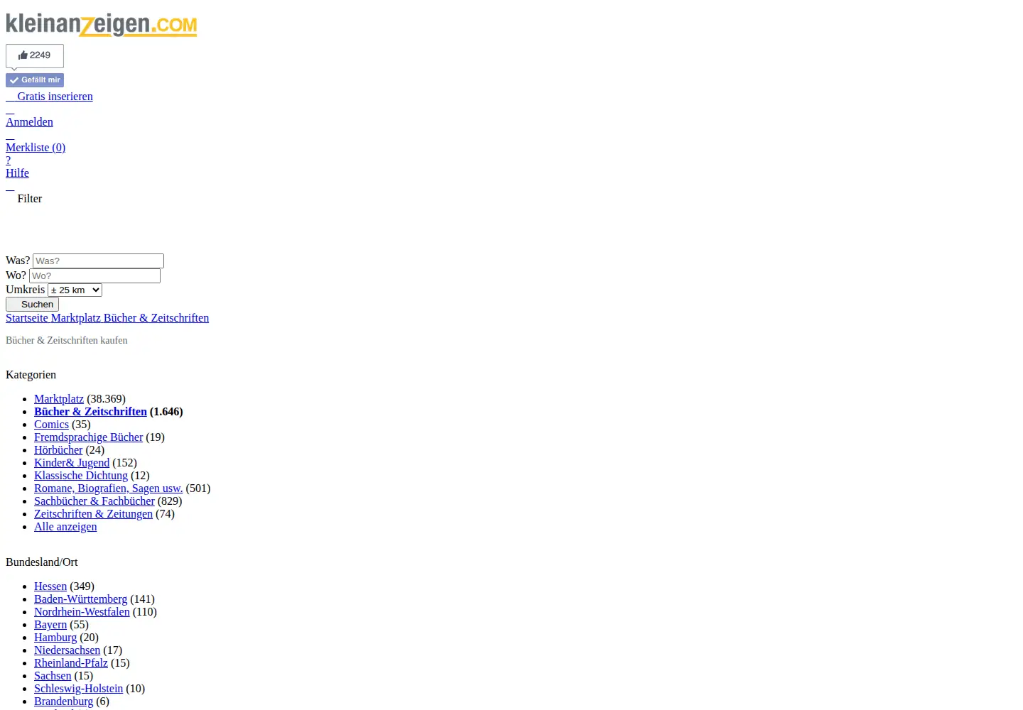 Captured homepage of ploettner-verlag.de in the current scan
