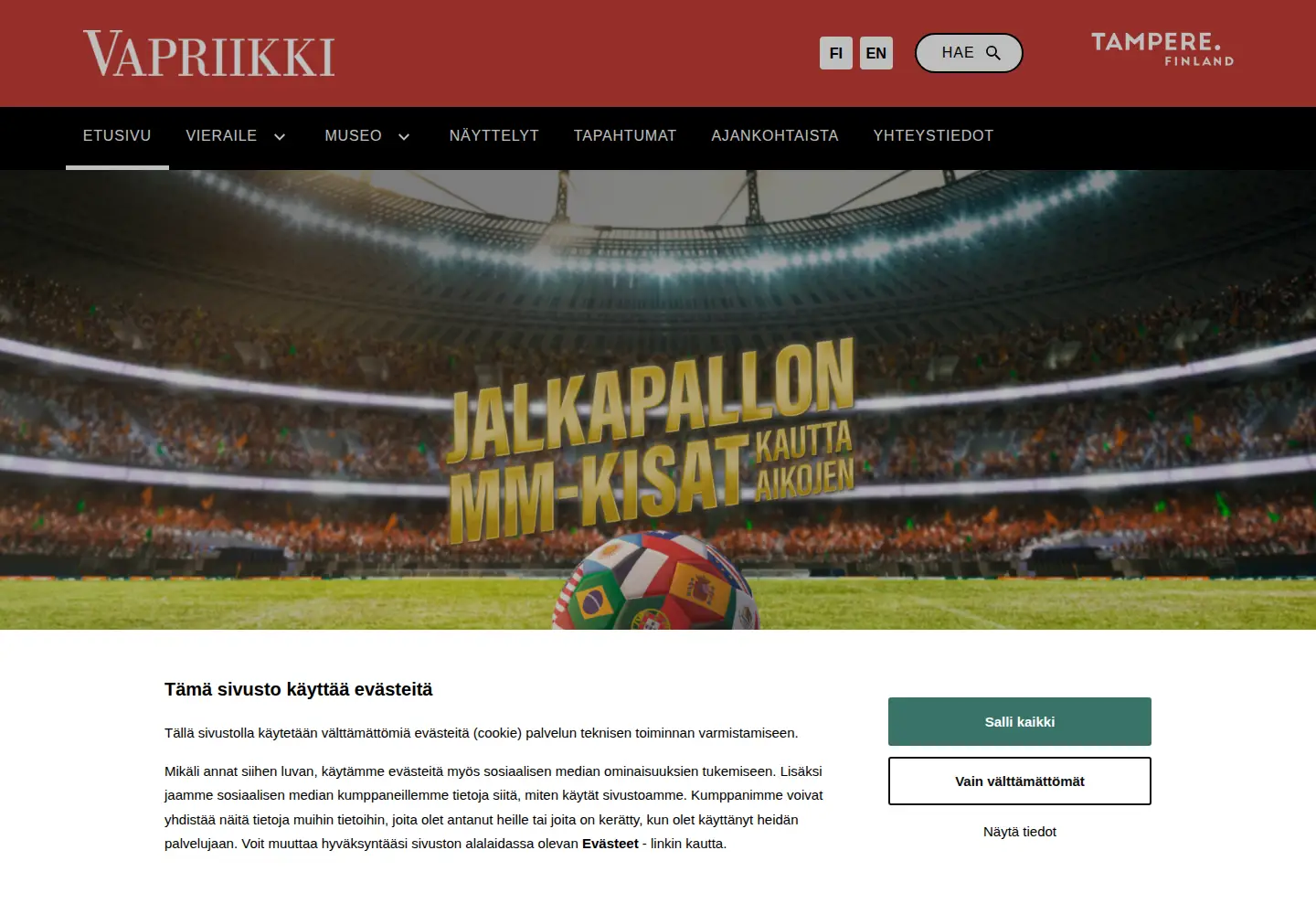 Screenshot of vapriikki.fi