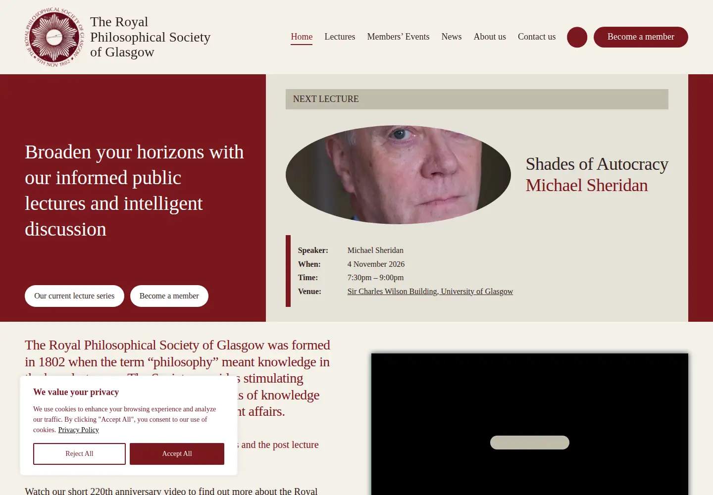 Captured homepage of royalphil.org in the current scan
