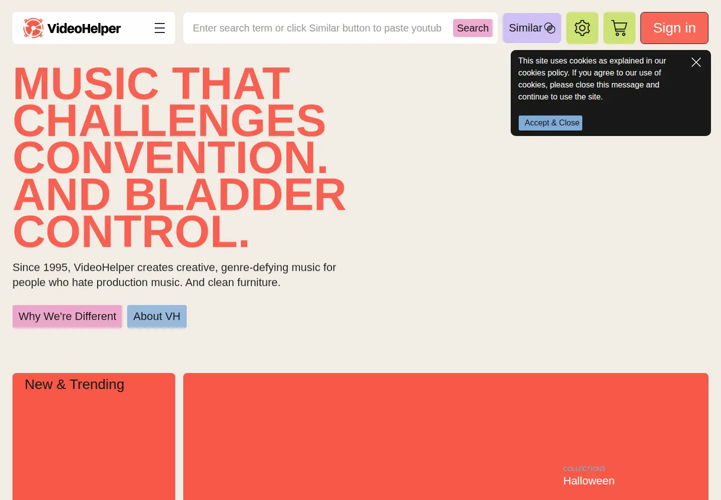 Screenshot of videohelper.com