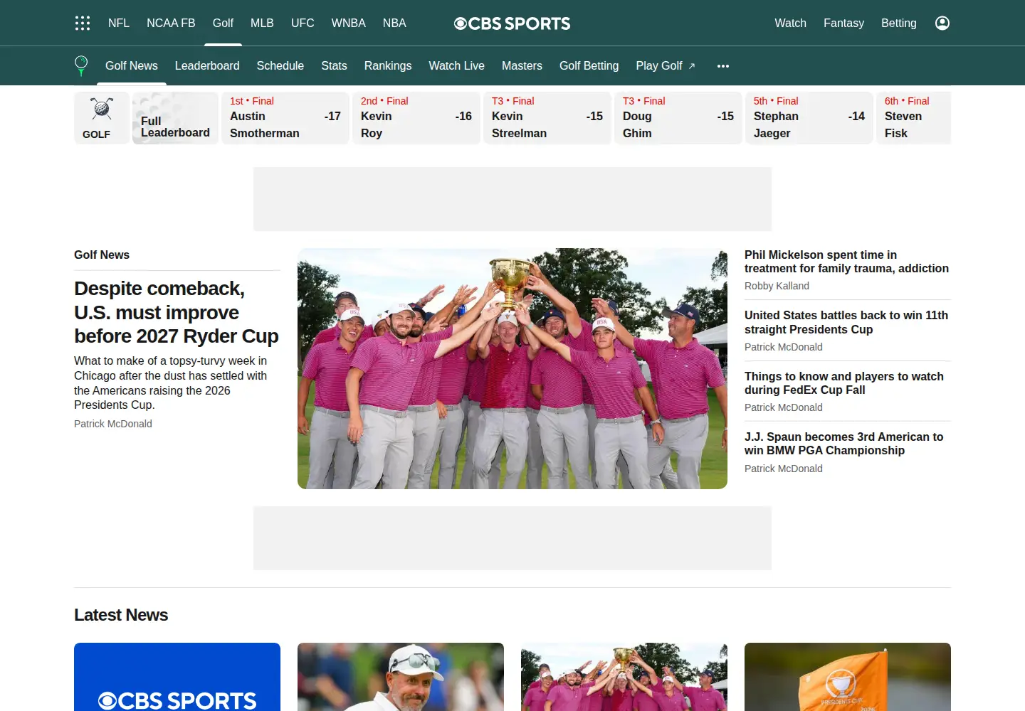 Screenshot of golfweb.com