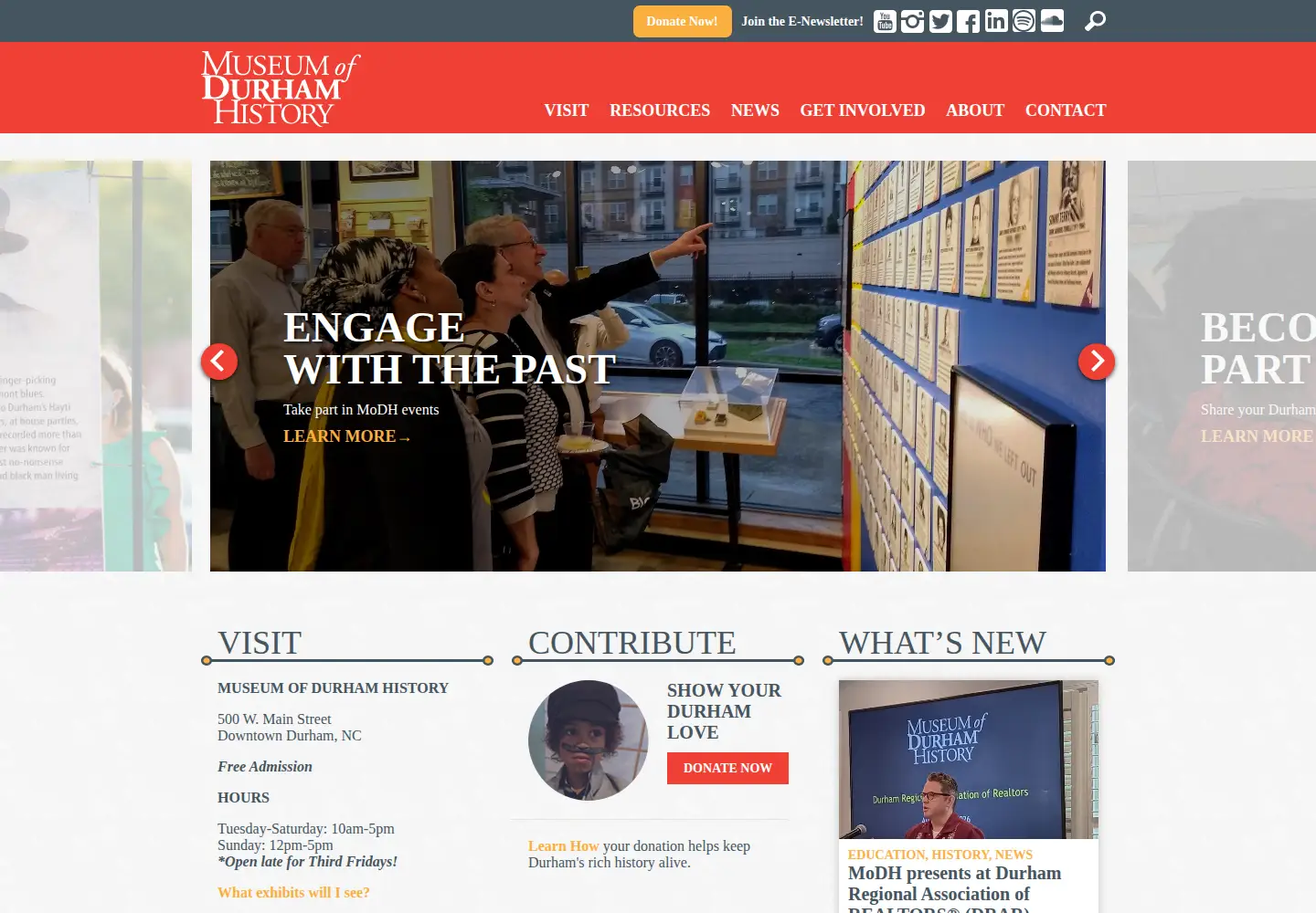 Screenshot of museumofdurhamhistory.org