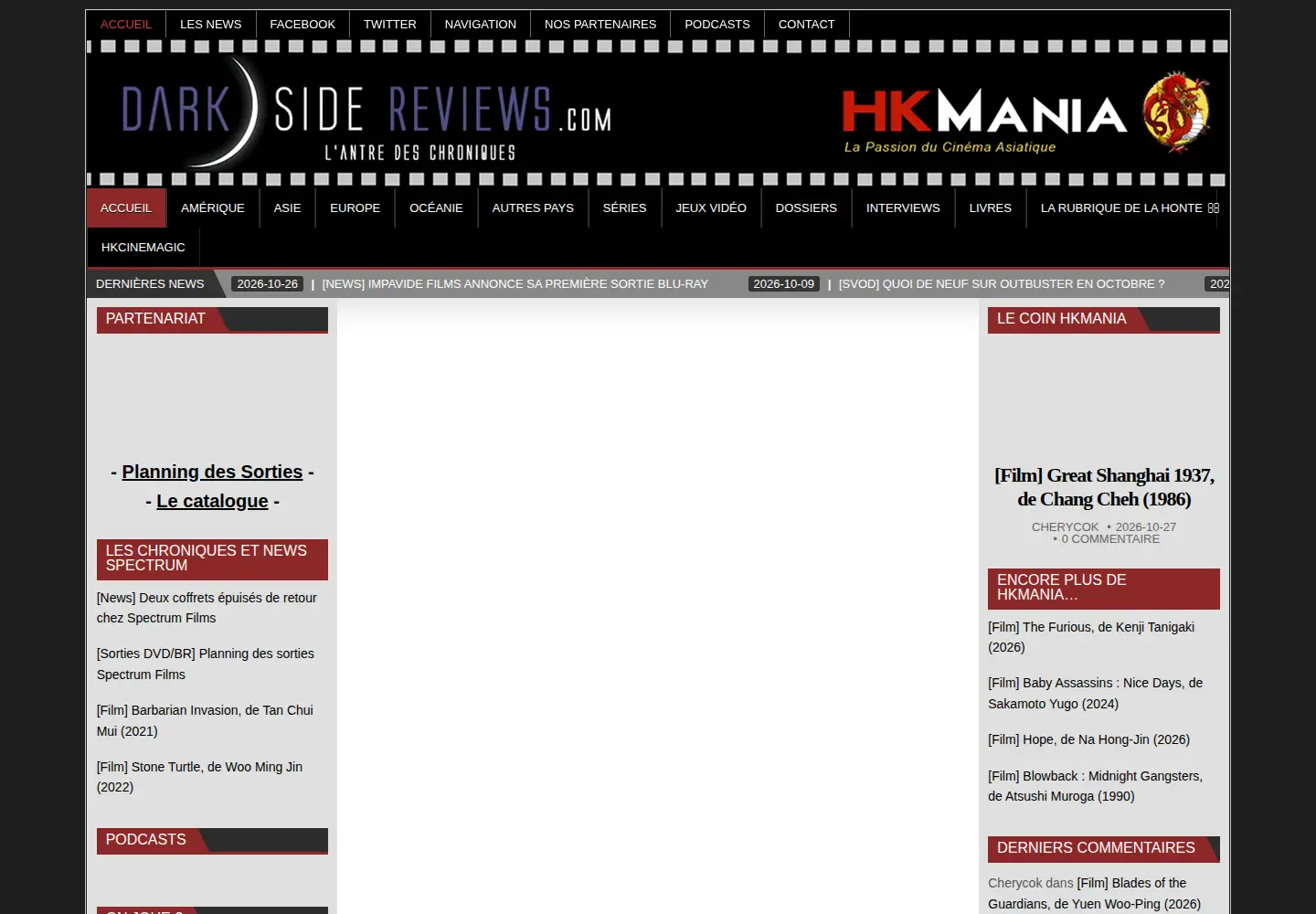 Screenshot of darksidereviews.com