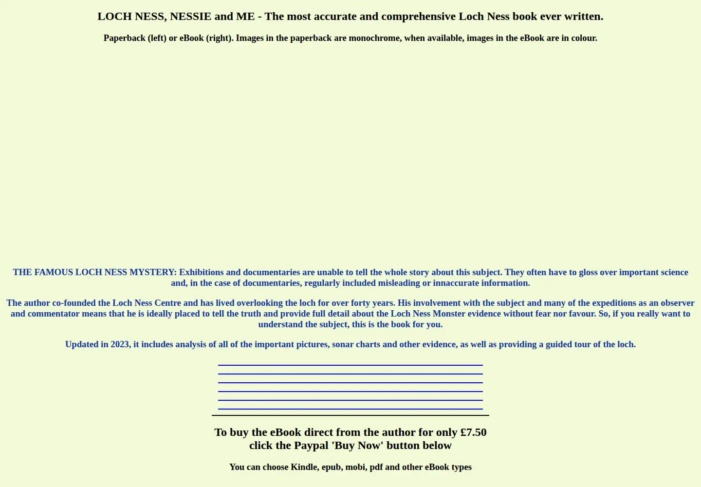 Captured homepage of loch-ness.org in the current scan