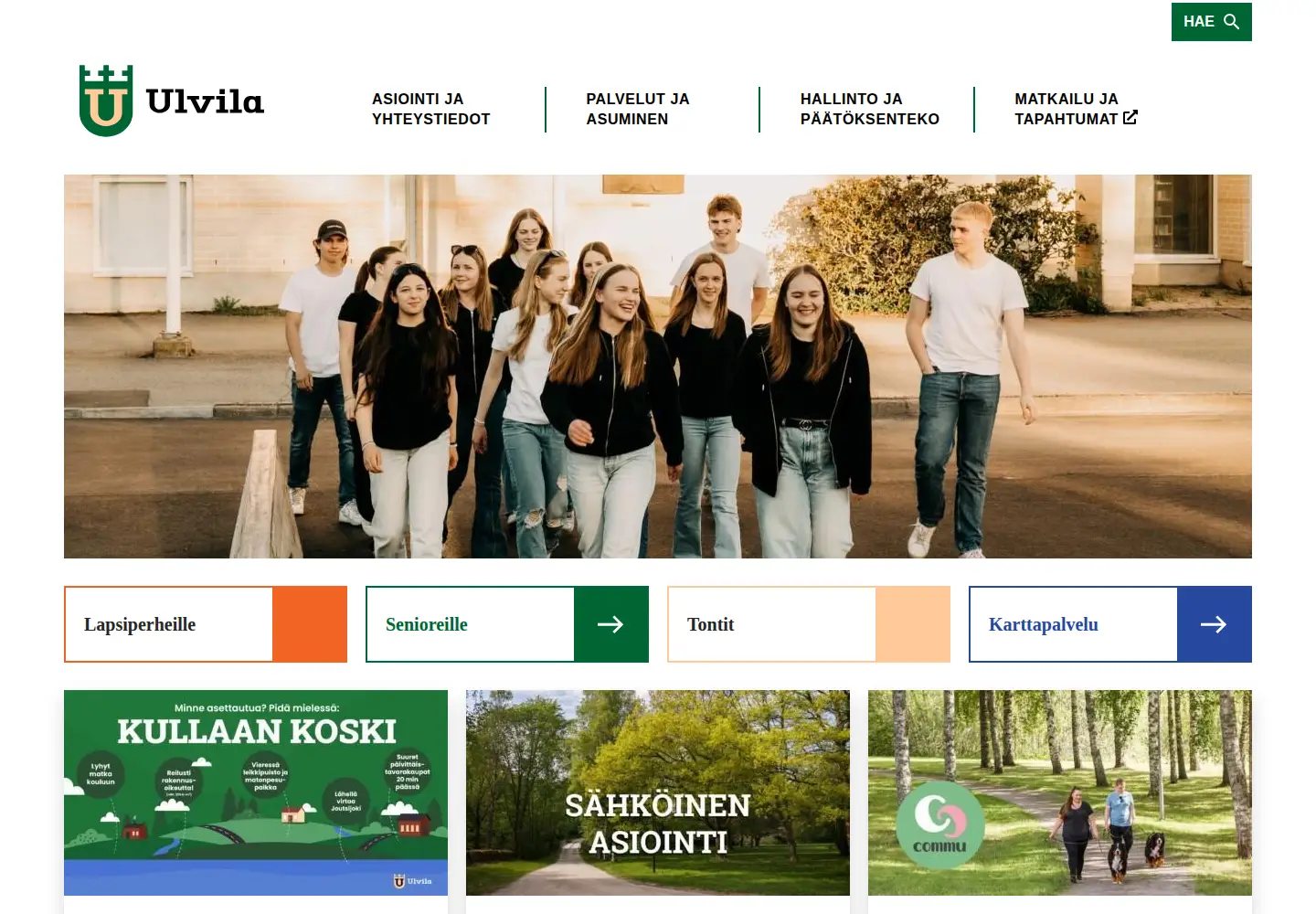 Captured homepage of ulvila.fi in the current scan