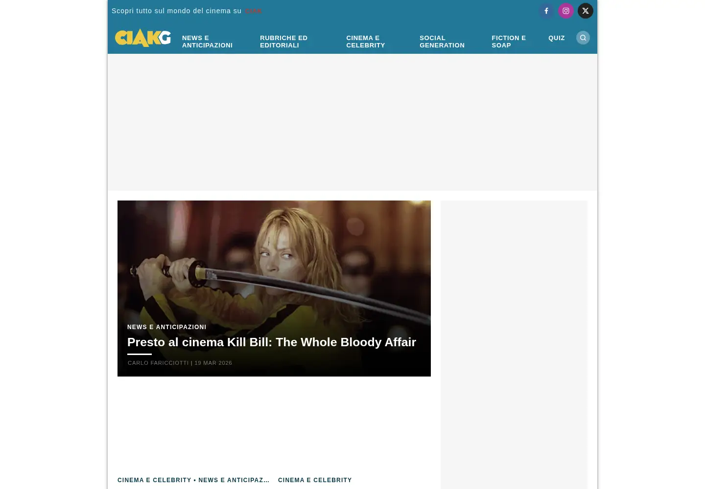 Captured homepage of ciakgeneration.it in the current scan