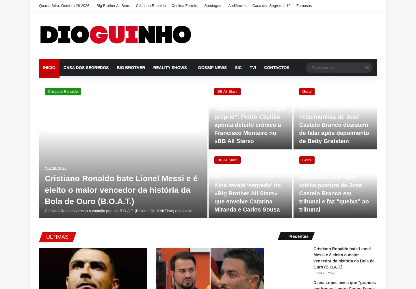 Captured homepage of dioguinho.pt in the current scan