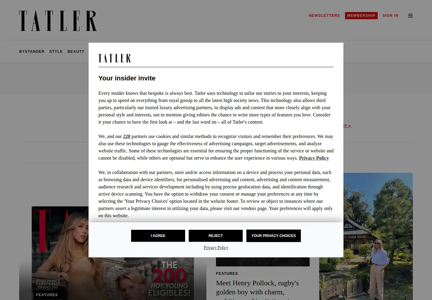 Screenshot of tatler.co.uk