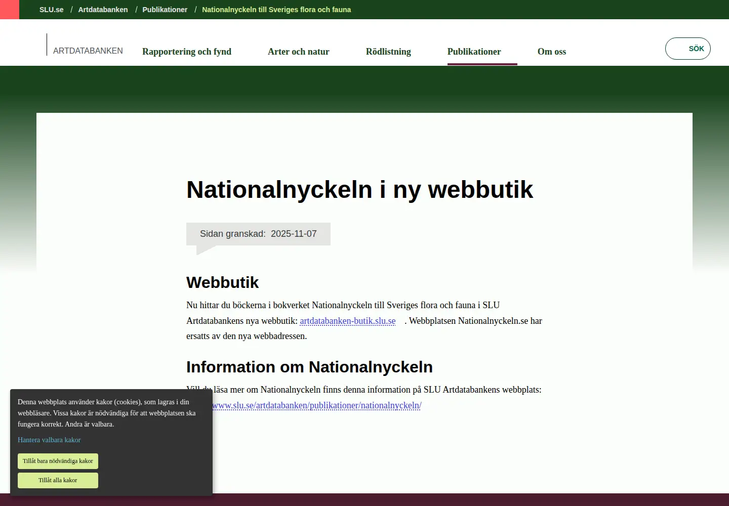 Screenshot of nationalnyckeln.se