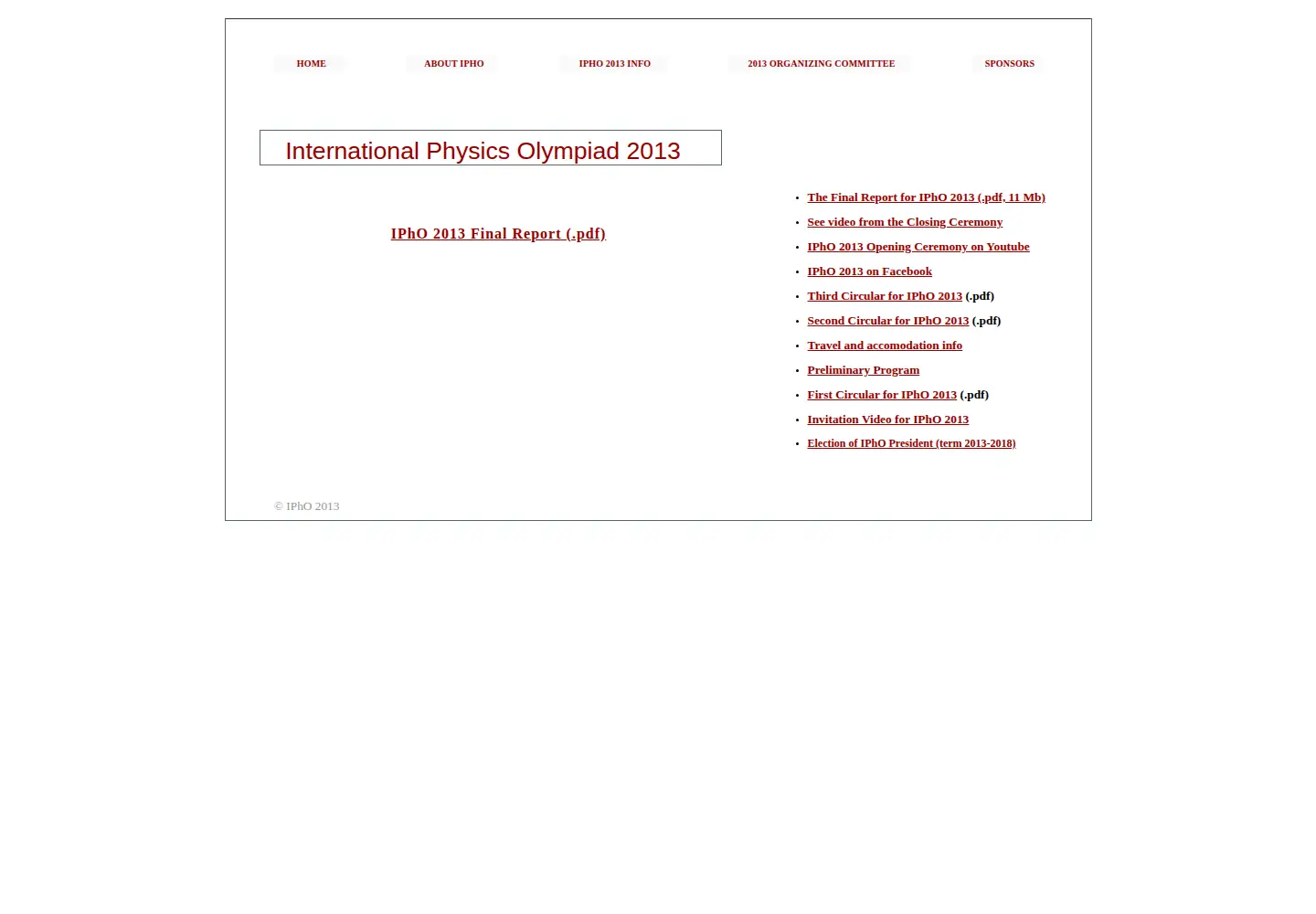 Screenshot of ipho2013.dk