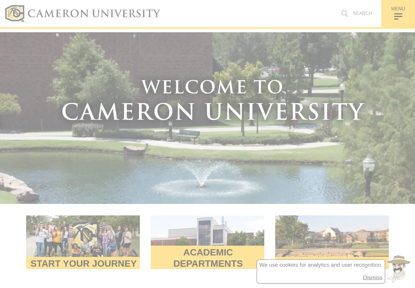 Screenshot of cameron.edu