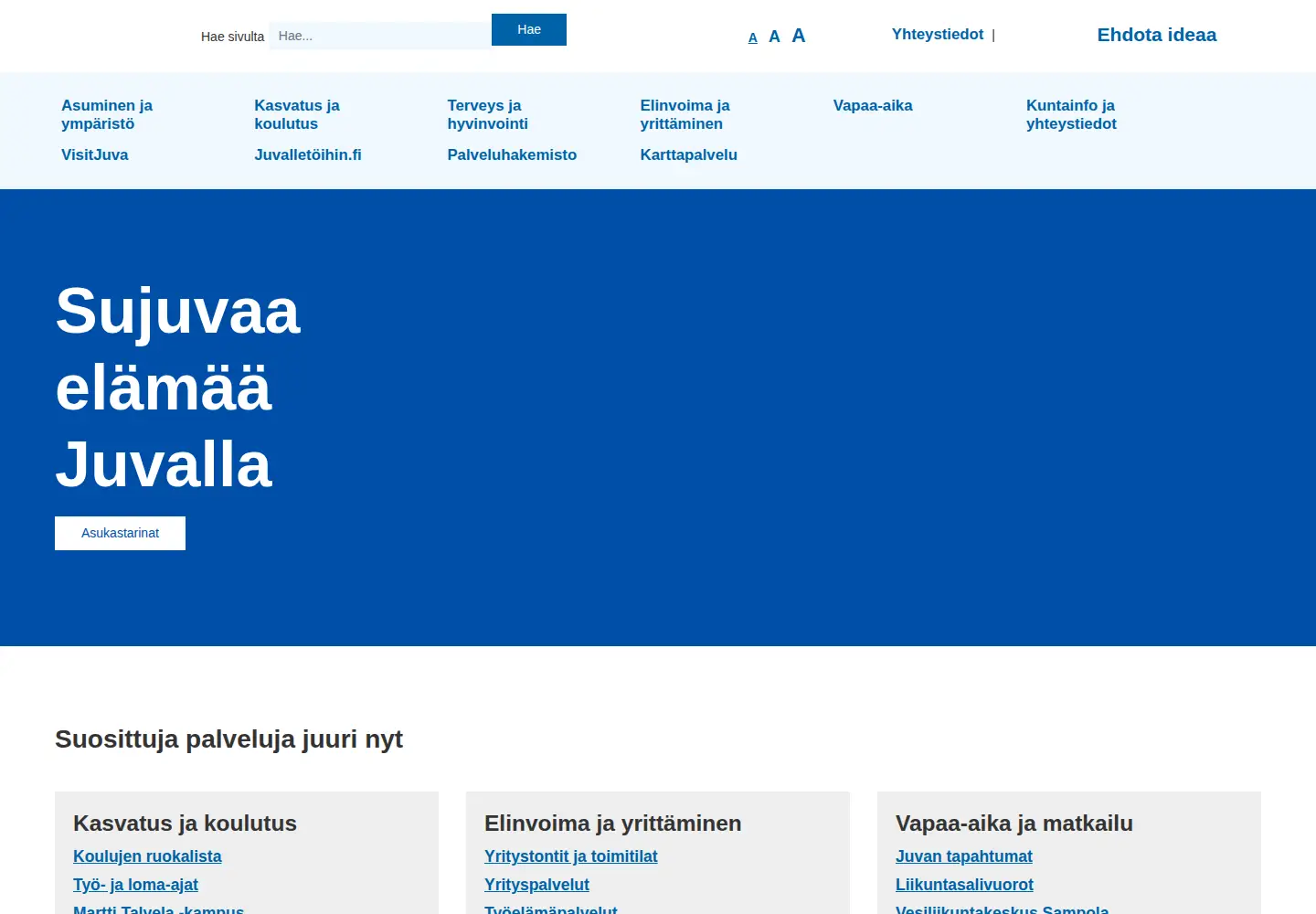 Screenshot of juva.fi
