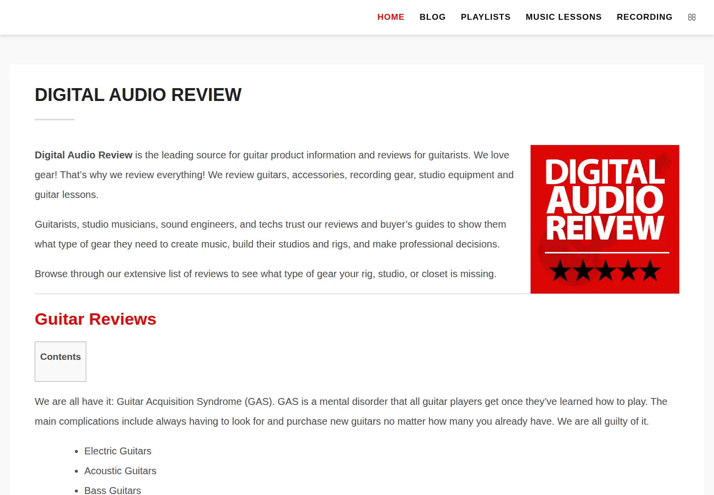 Screenshot of digitalaudioreview.net