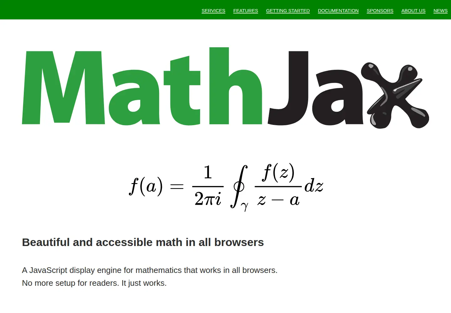 Screenshot of mathjax.org