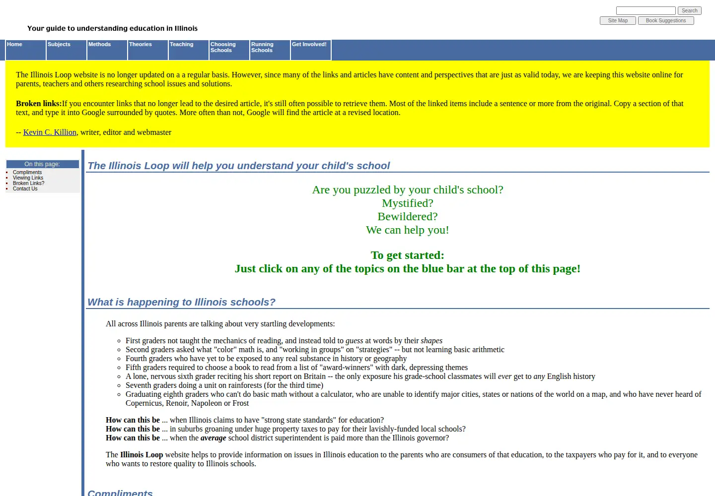 Captured homepage of illinoisloop.org in the current scan