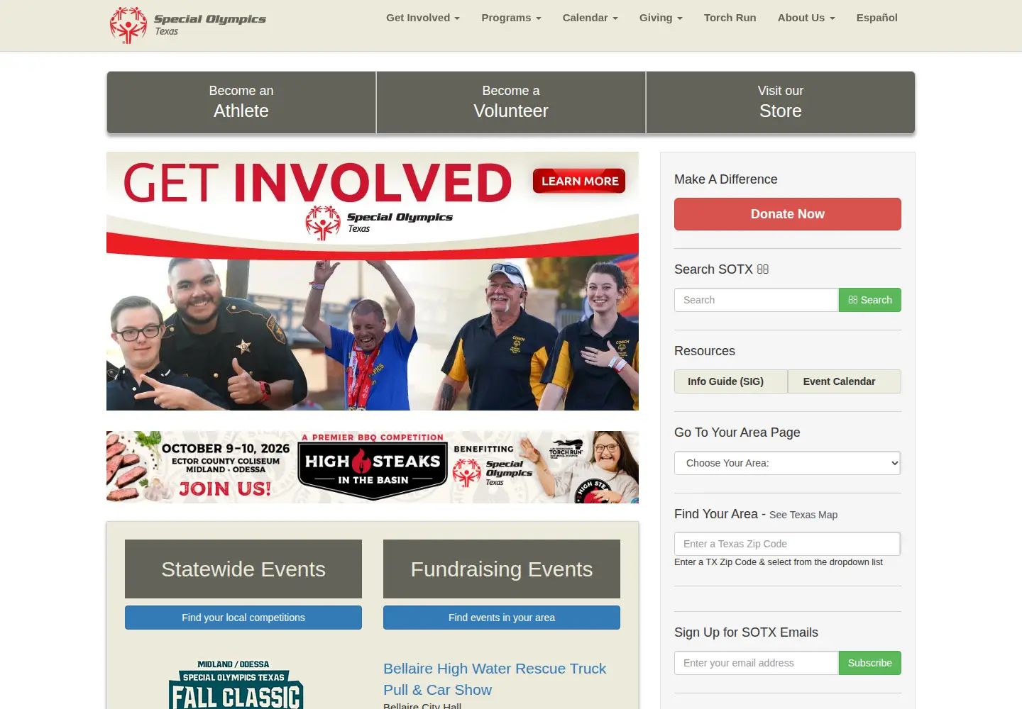 Captured homepage of sotx.org in the current scan