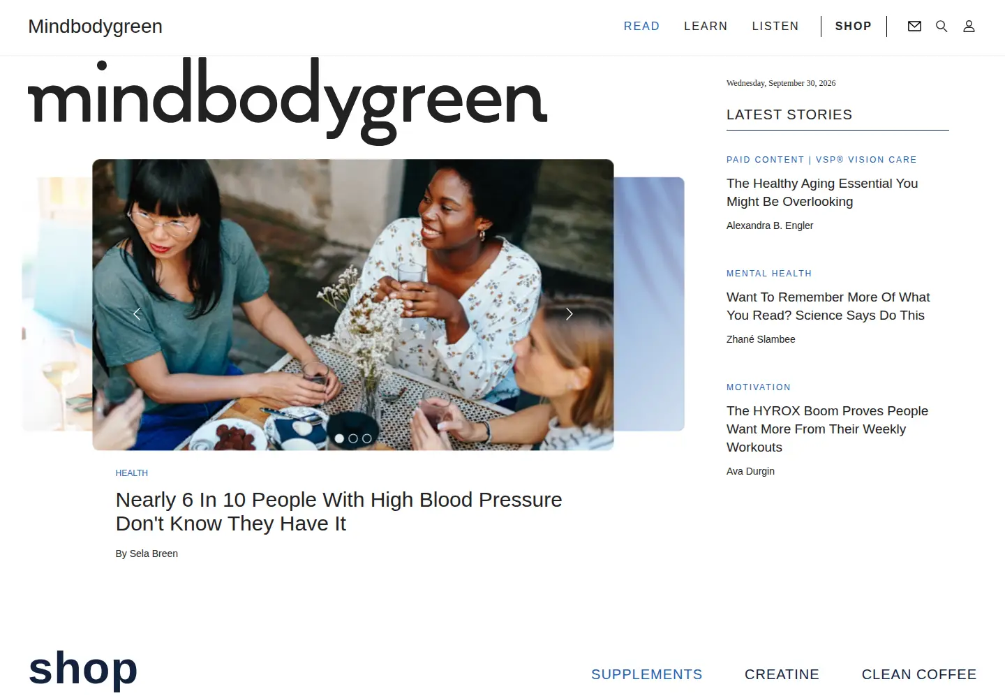 Screenshot of mindbodygreen.com