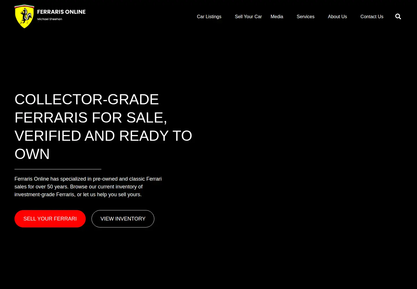 Captured homepage of ferraris-online.com in the current scan