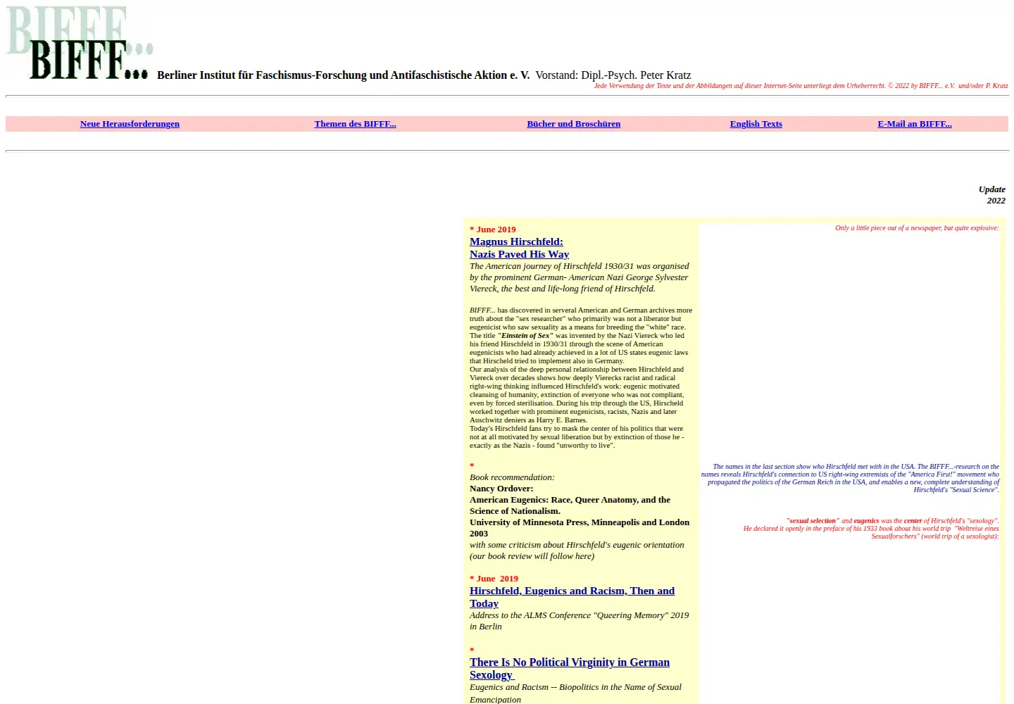Captured homepage of bifff-berlin.de in the current scan