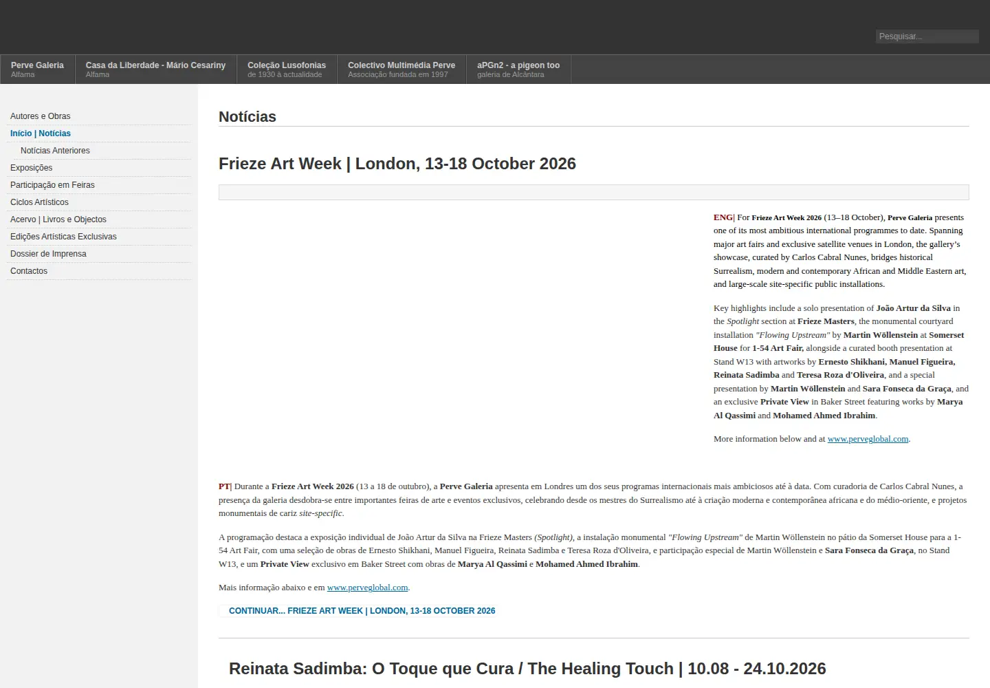 Captured homepage of pervegaleria.eu in the current scan