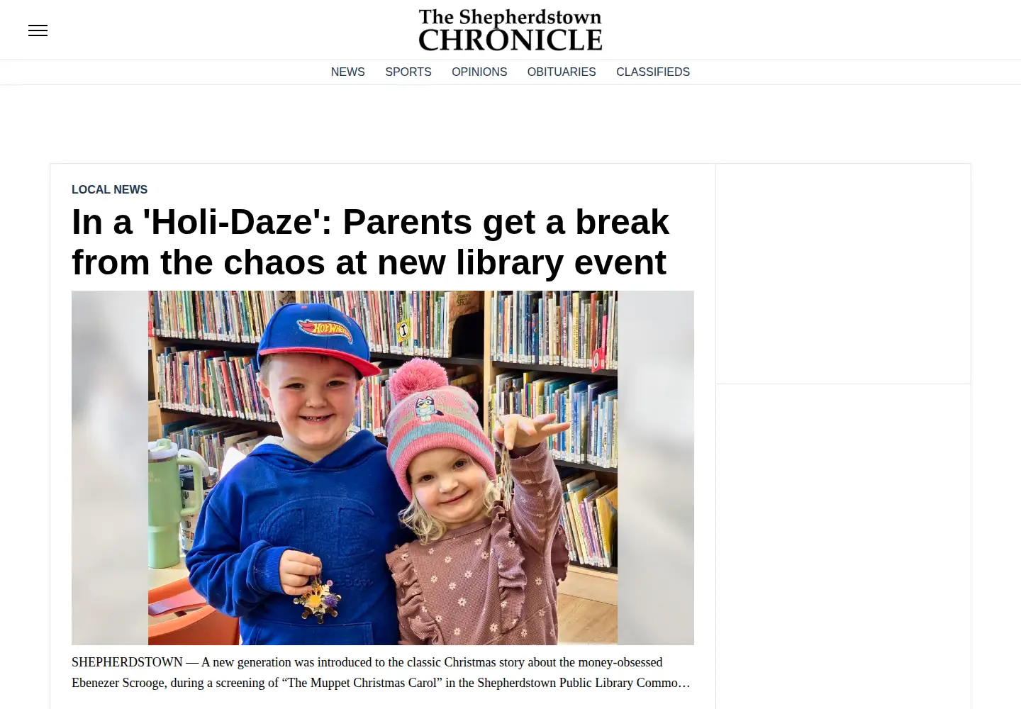 Screenshot of shepherdstownchronicle.com
