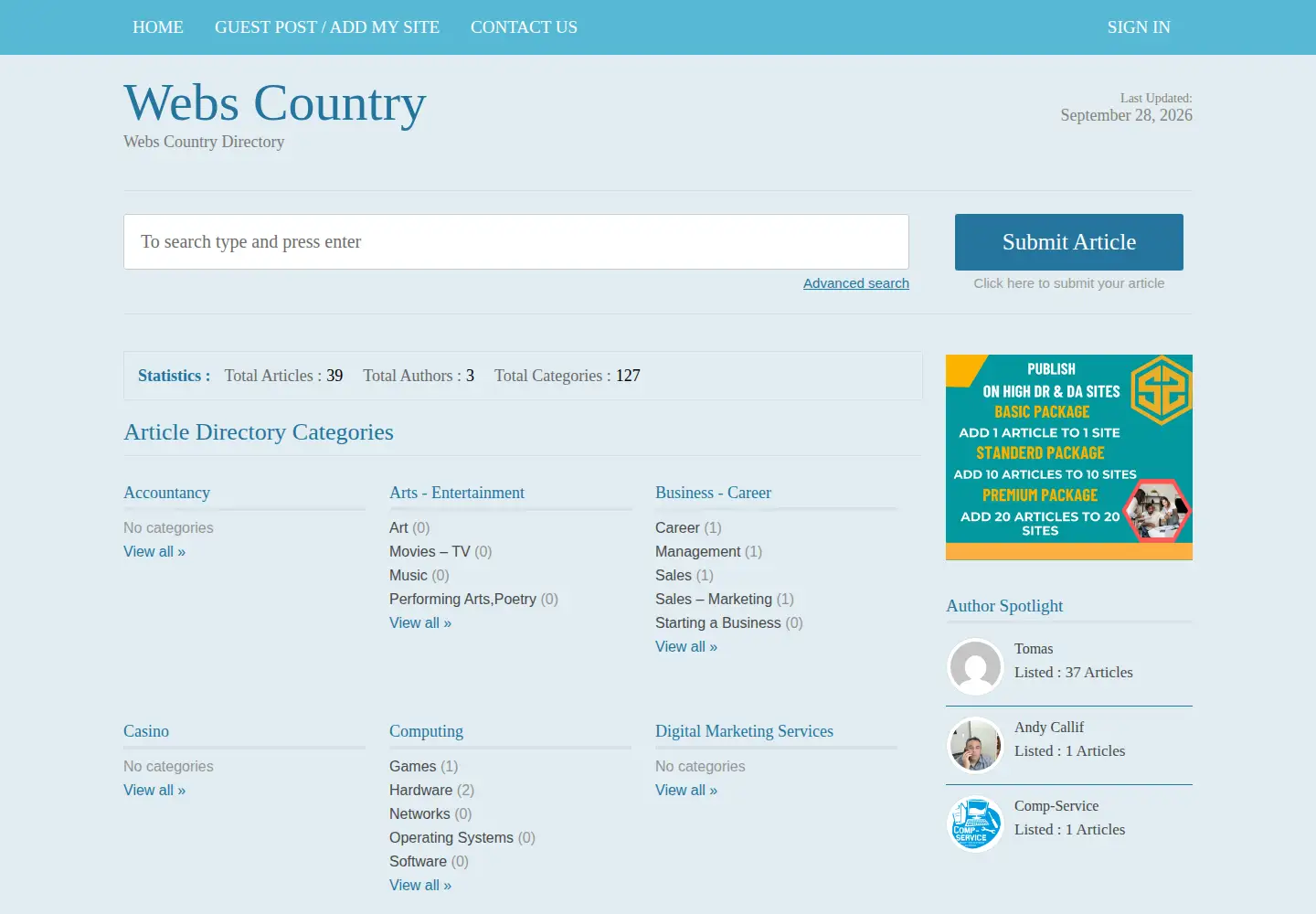 Screenshot of webscountry.com