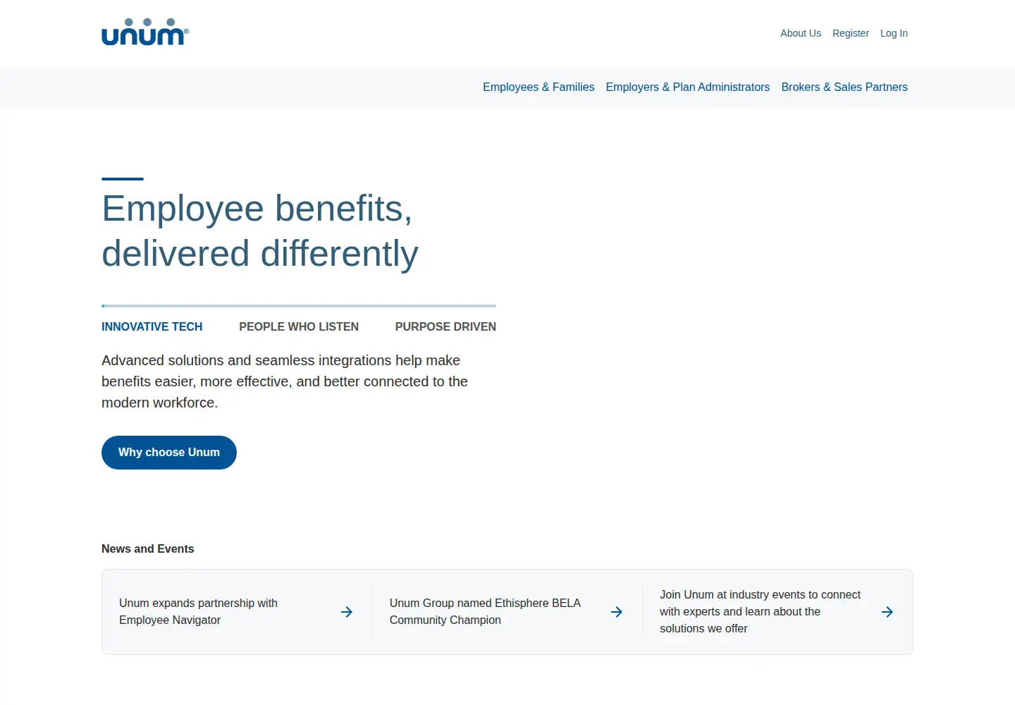 Screenshot of unum.com
