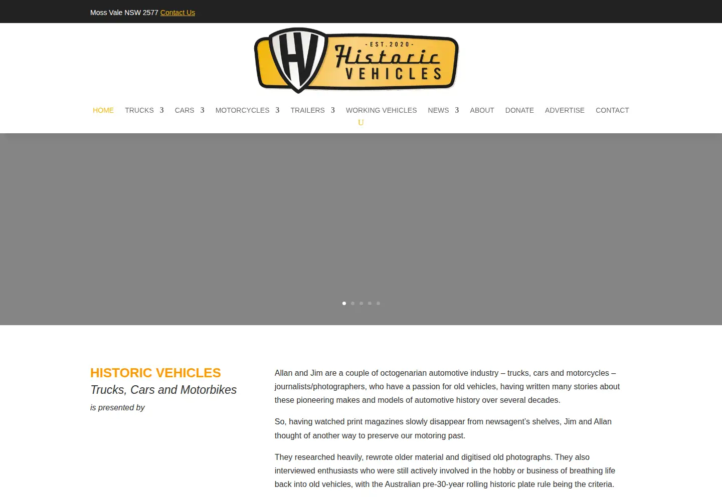Screenshot of historicvehicles.com.au