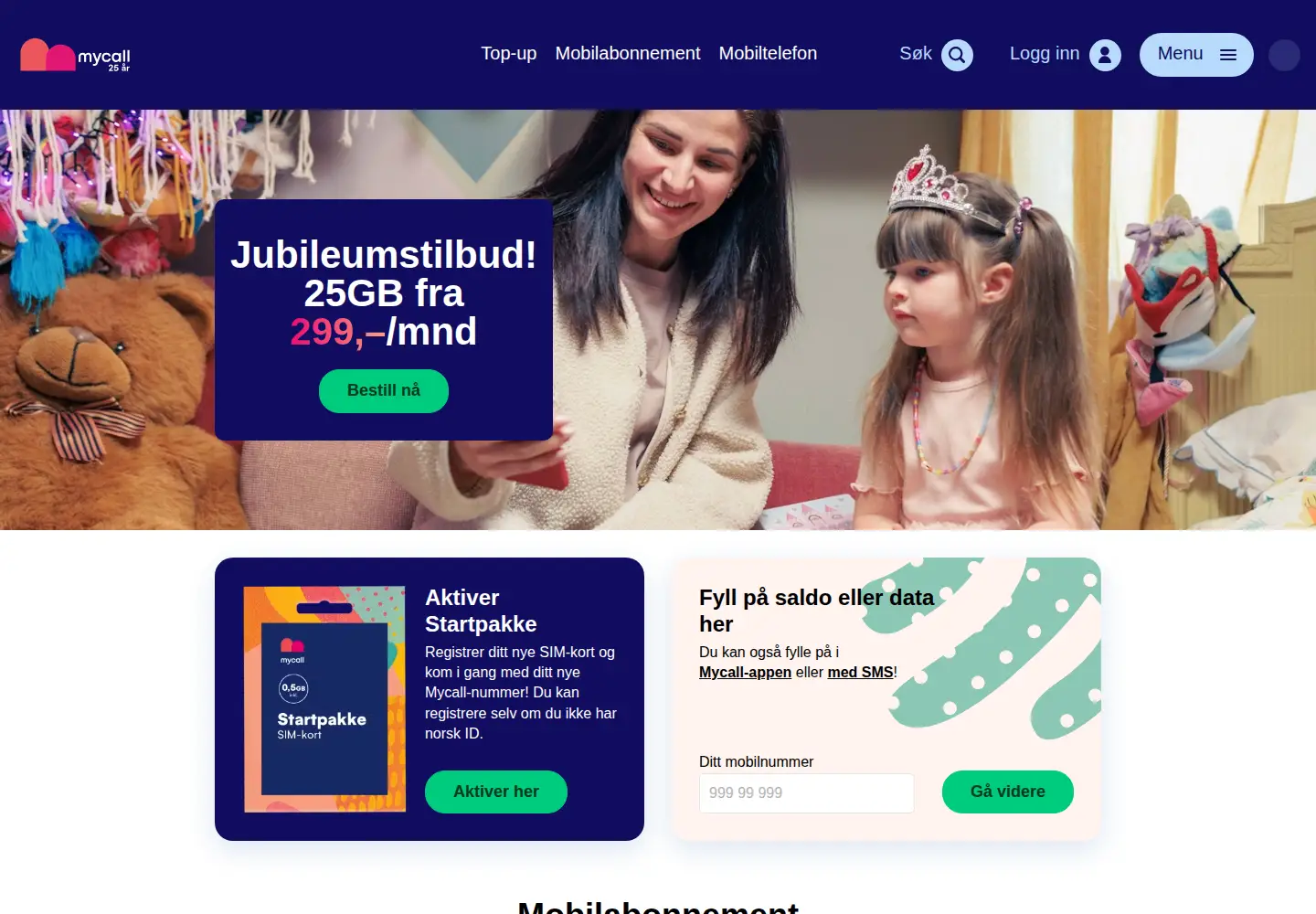 Screenshot of mycall.no