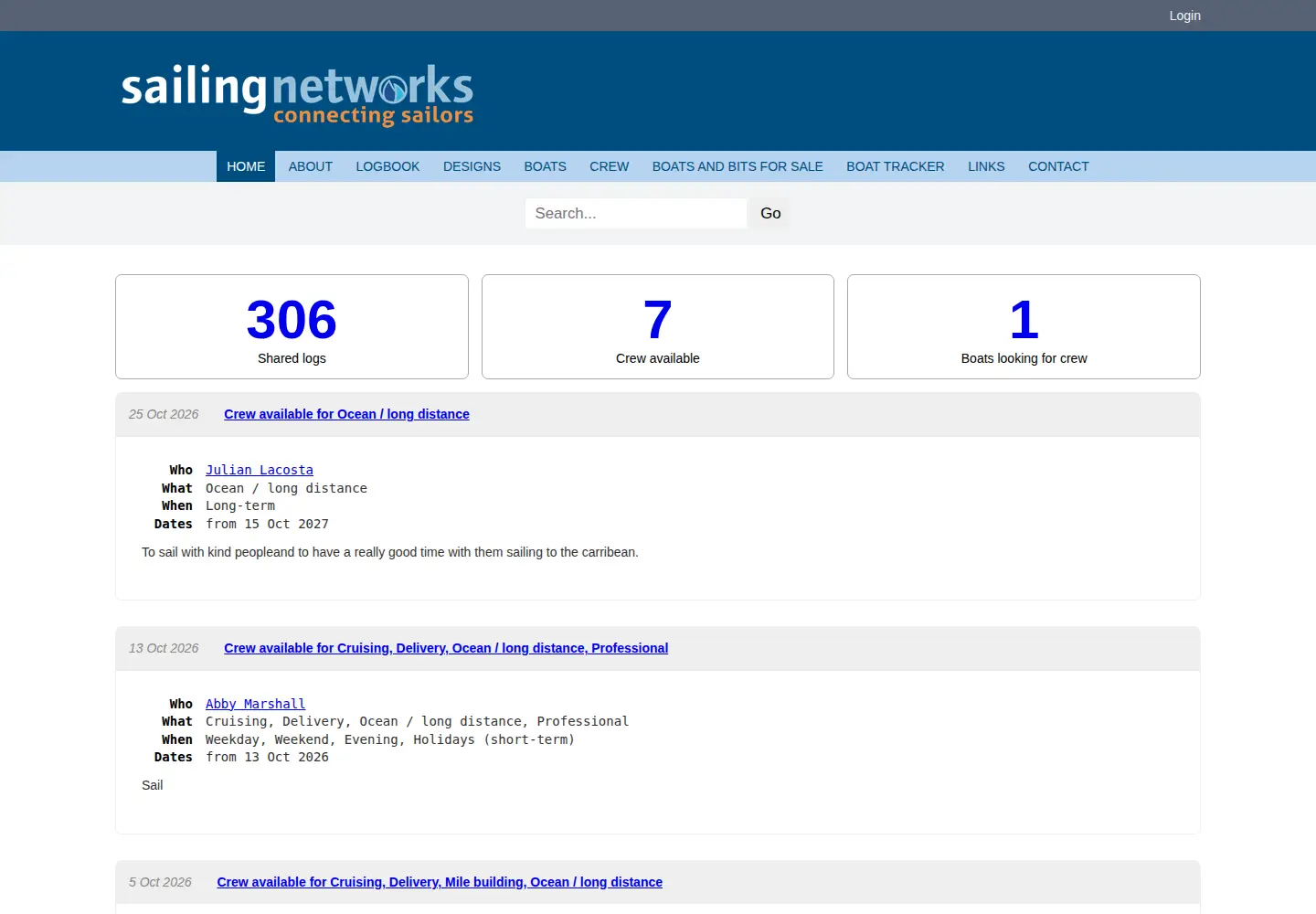 Screenshot of sailingnetworks.com