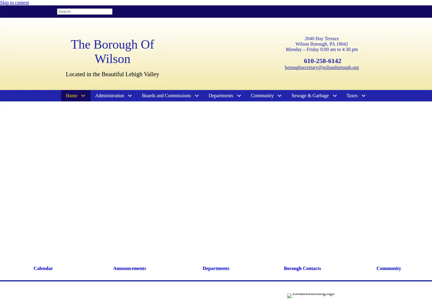 Captured homepage of wilsonborough.org in the current scan