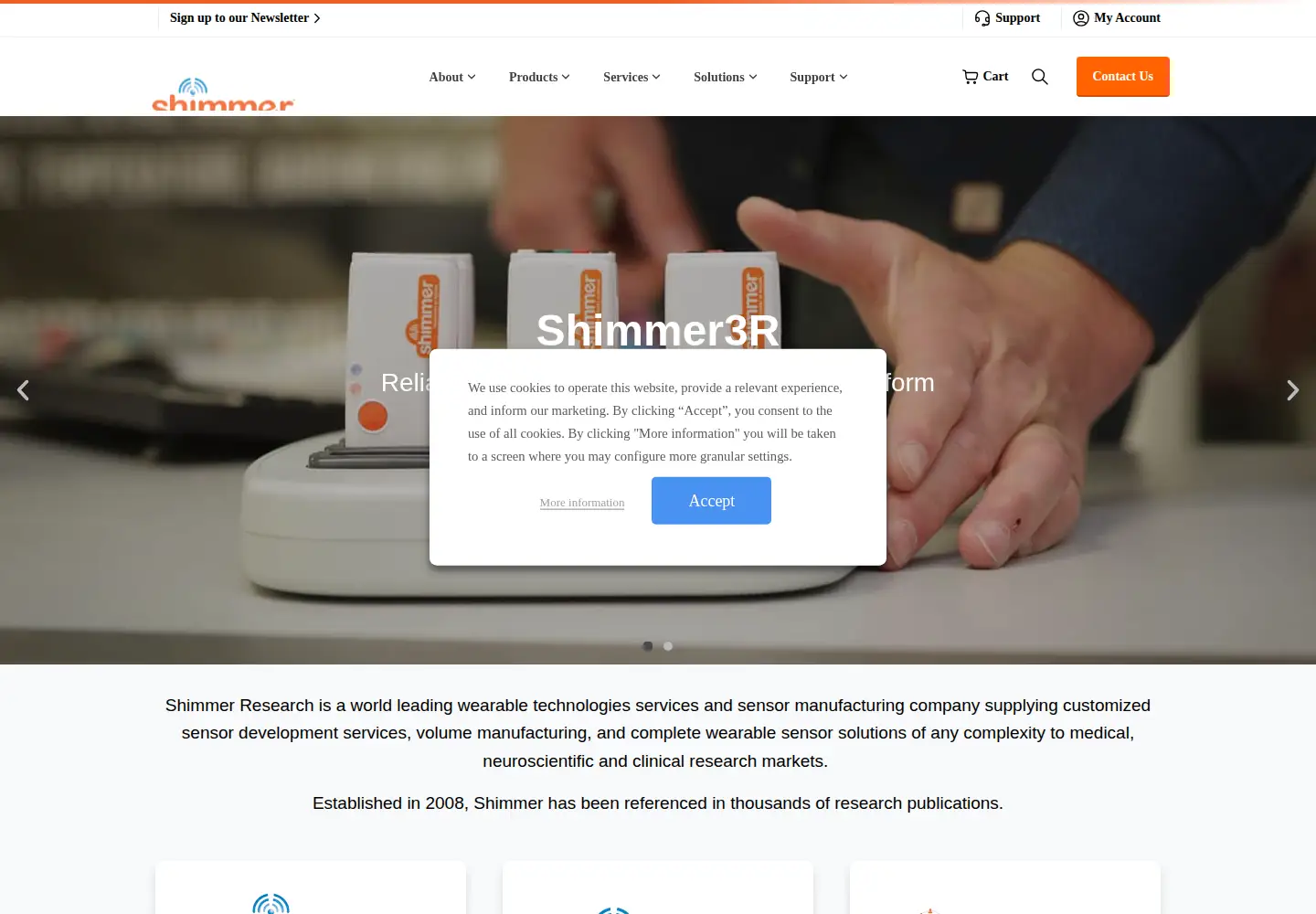 Screenshot of shimmersensing.com