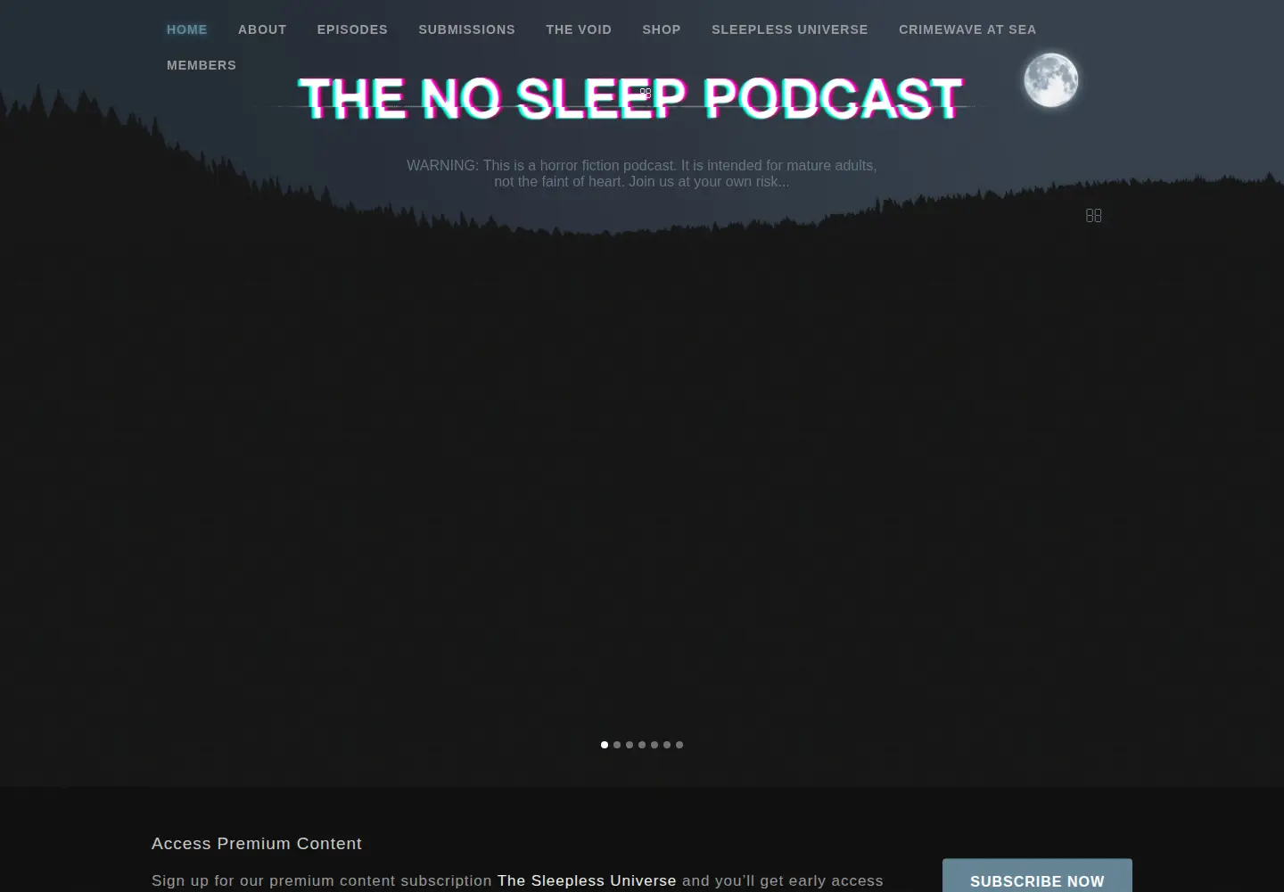 Screenshot of thenosleeppodcast.com